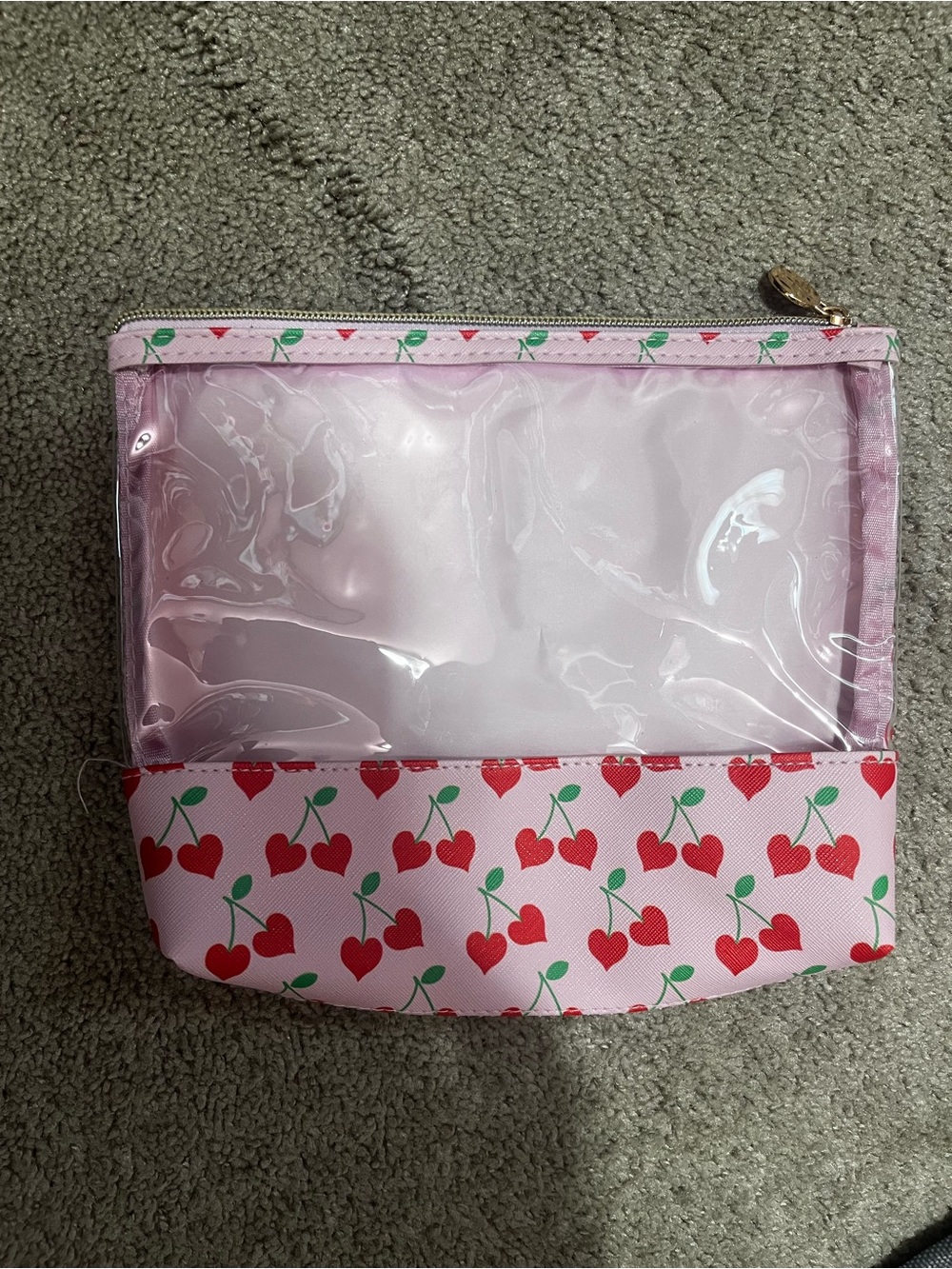 NWOT dabney lee cherry clear pouch makeup bag cosmetic toiletries